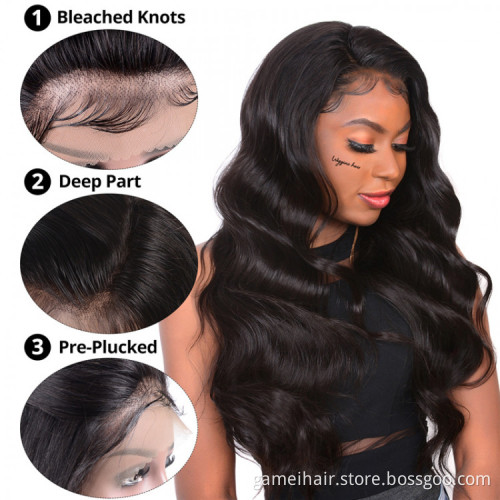 Cheap Raw Brazilian Virgin Human Hair Hd Full 360 Lace Wig Cuticle Aligned Body Wave Transparent Lace Wig For Black Women